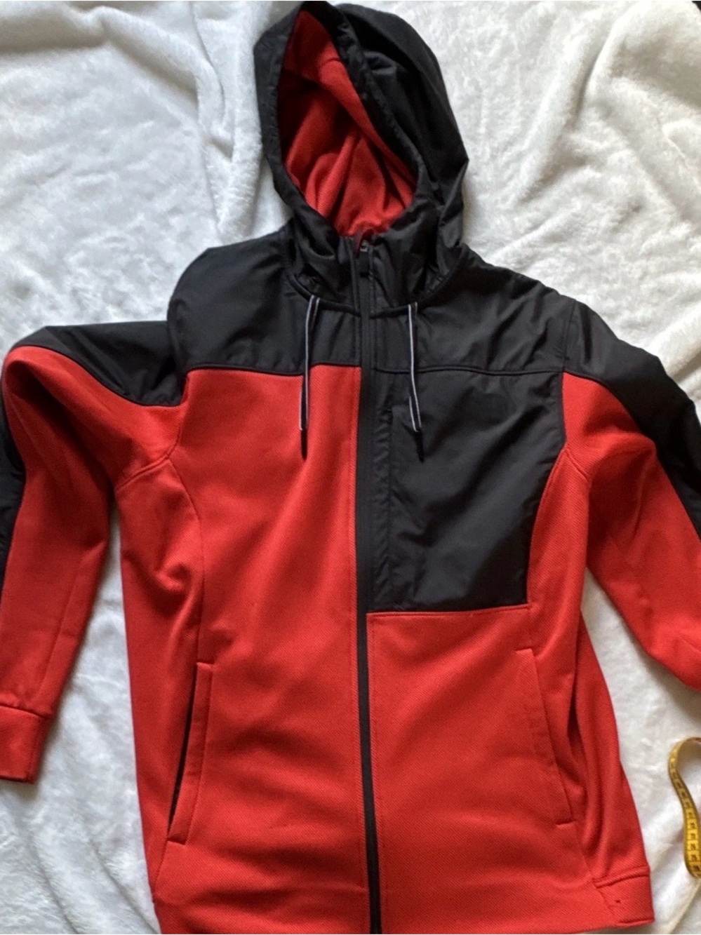 The North Face Red and Black Hooded Windbreaker Jacket